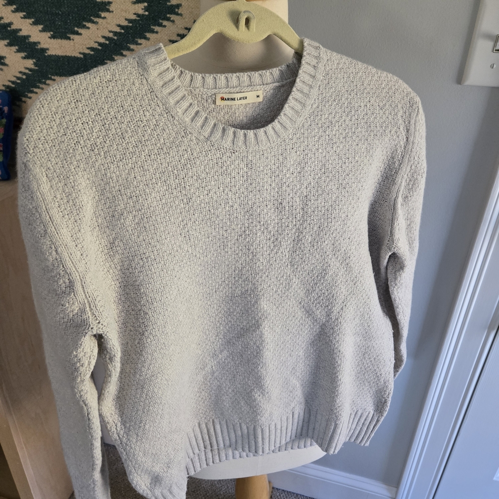 Marine Layer Women's Gray Sweater Wool Cotton Blend Size Medium